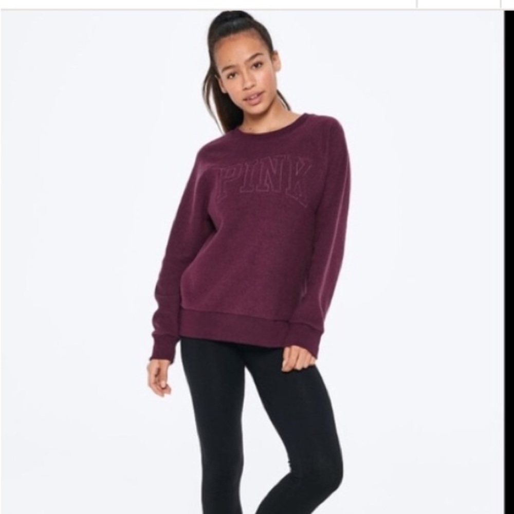 Pink By Victoria’s Secret Crewneck Long Sleeved Sweatshirt small plum Pu… - Picture 2 of 6